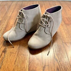 Toms Lace Up Wedge Ankle Boots